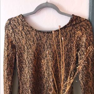 Haute Monde Gold Leaf Bodycon Cocktail Dress